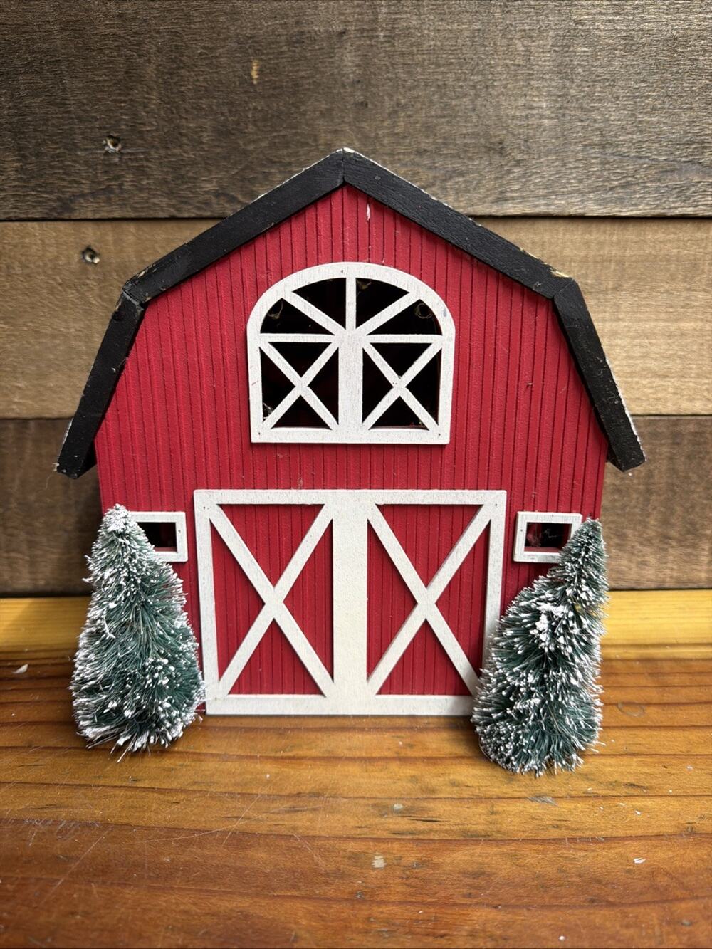 Wooden Barn With Trees -can Put Lights Inside 8x8x6
